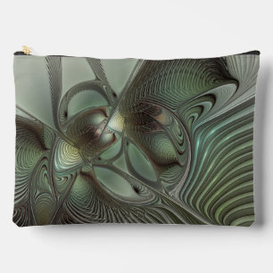 Abstraktes Olive Sage Green Grau Fraktal Art Fanta Zubehörtasche