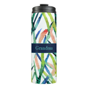 Abstraktes Oma Watercolor Modern Monogram Thermosbecher