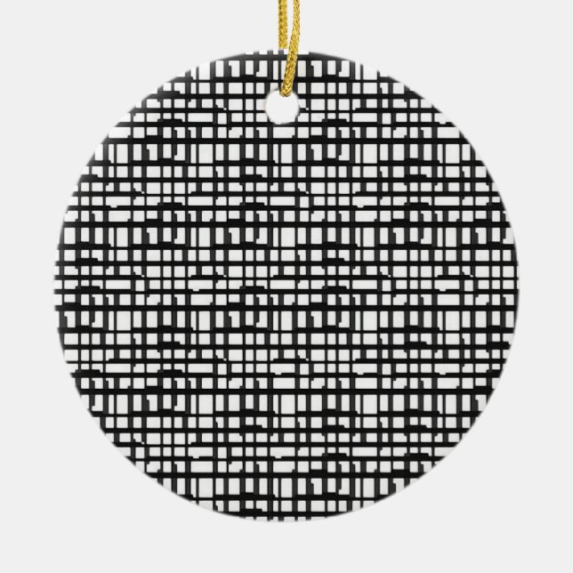 Abstraktes optisches Gitterdekor Keramik Ornament (Vorne)