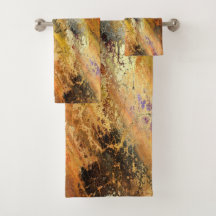Abstraktes orange-goldenes Marmor-Badehandtuch