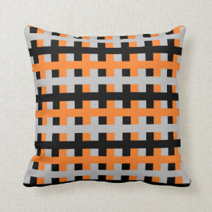 Abstraktes Orange, Grau und Schwarzes Kissen