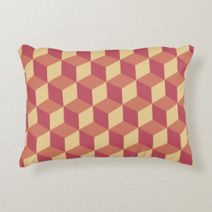 Abstraktes Orange Red Cube Muster Dekokissen