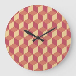 Abstraktes Orange Red Cube Muster Große Wanduhr