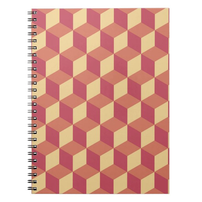 Abstraktes Orange Red Cube Muster Notizblock (Vorderseite)