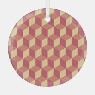 Abstraktes Orange Red Cube Muster Ornament Aus Glas