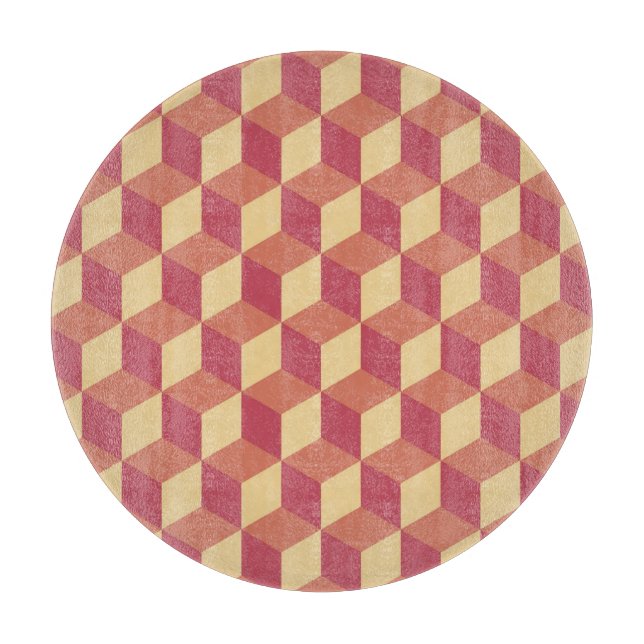 Abstraktes Orange Red Cube Muster Schneidebrett (Vorderseite)