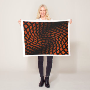 Abstraktes orange-schwarzes geometrisches Muster F Fleecedecke