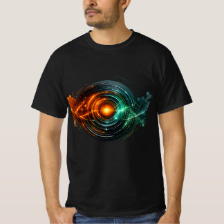 Abstraktes Orange Teal Futuristisches Energieauge T-Shirt