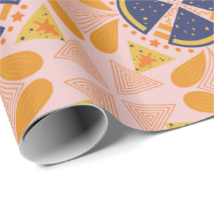 Abstraktes orange und rosa geometrisches Muster Geschenkpapier