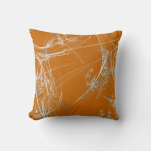 Abstraktes Orange und weißes Fraktal Kissen