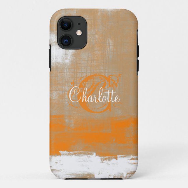 Abstraktes orangefarbenes Weiß Case-Mate iPhone Hülle (Rückseite)