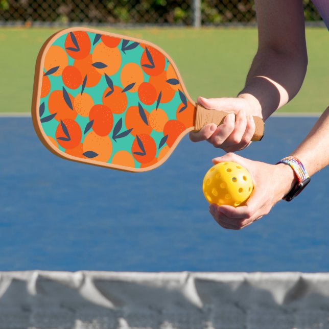 Abstraktes Orangenfruchtmuster Pickleball Schläger (InSitu)