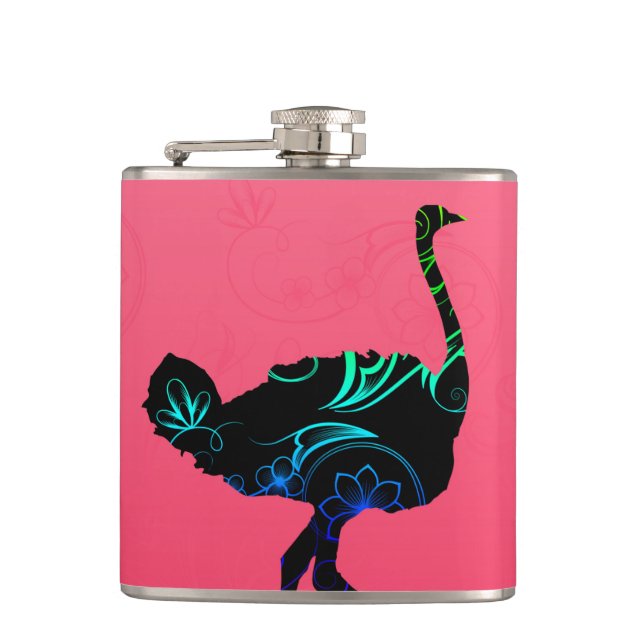 Abstraktes Ostrich-Vinyl eingewickelte Flasche Flachmann (Vorderseite)