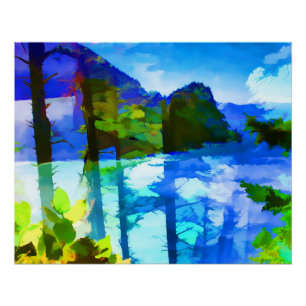 Abstraktes Ozean und Gebirge Glossarposter Poster