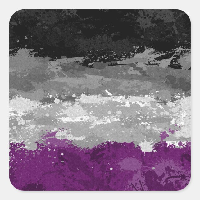 Abstraktes Paint Spritzer asexual Prilag-Flag-Must Quadratischer Aufkleber (Vorderseite)