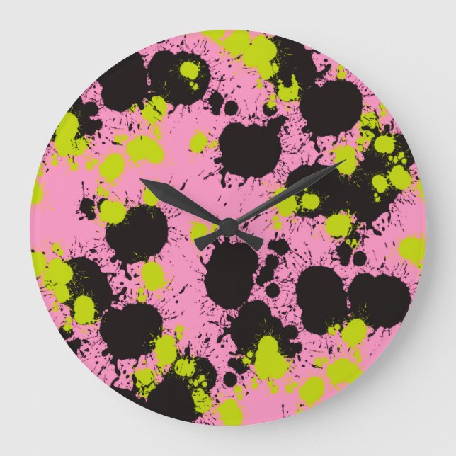 Abstraktes Paint Spritzer Muster Große Wanduhr (Vorderseite)