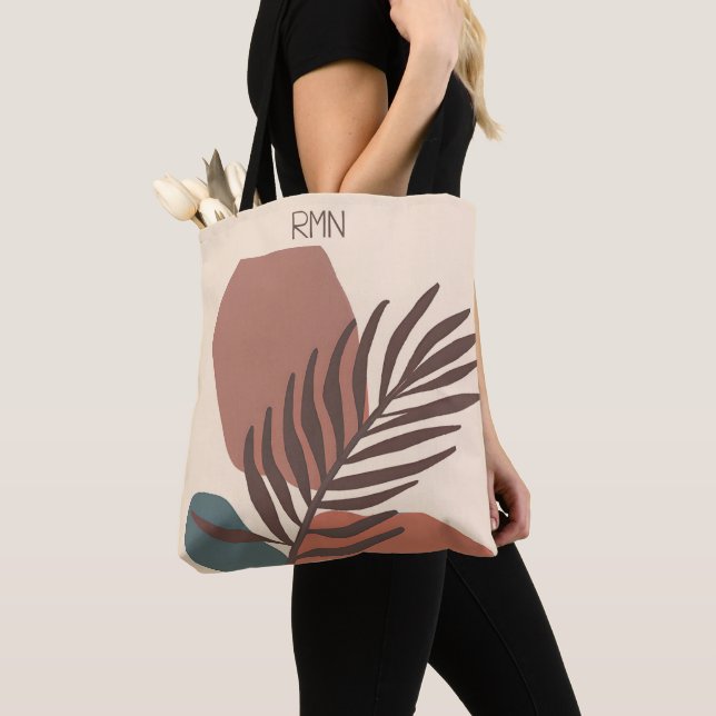 Abstraktes Palapblätterminimalistisches Kunstmonog Tasche (Von Nahem)