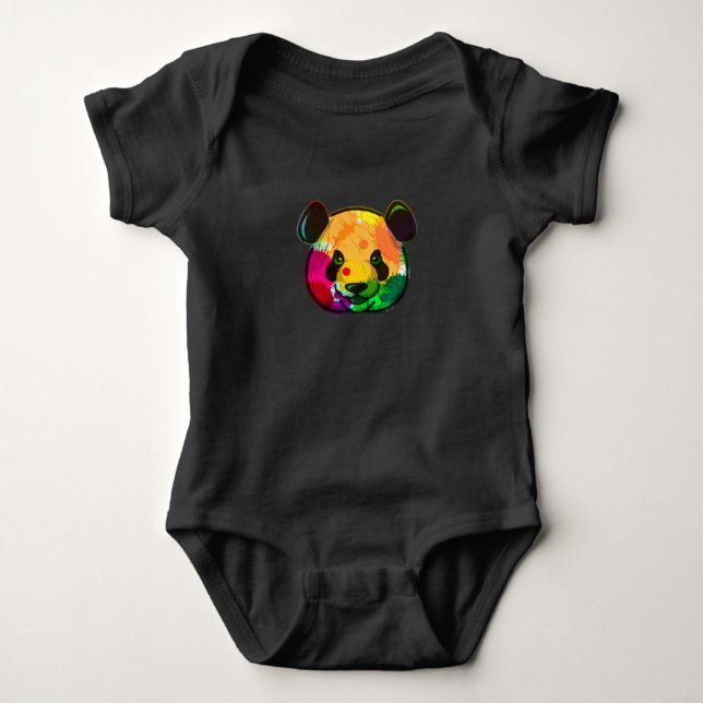 Abstraktes Panda Baby Strampler (Vorderseite)