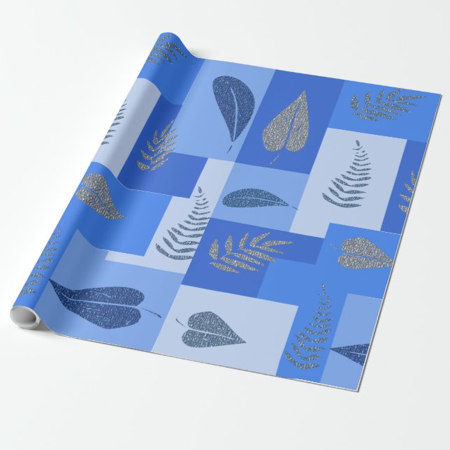 Abstraktes Papier mit blauem Leder Geschenkpapier (Ungerollt)
