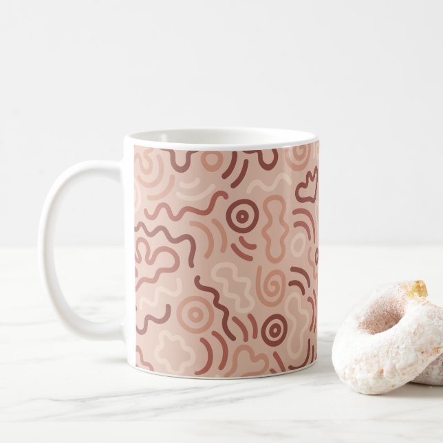 Abstraktes Party-Doodle-Muster Kaffeetasse (Mit Donut)