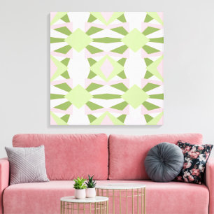 Abstraktes Pastell Grün und Rosa geometrisches Mus Leinwanddruck