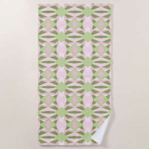 Abstraktes Pastell Grün und Rosa geometrisches Mus Strandtuch