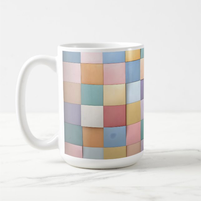 Abstraktes Pastell-Tile-Wandmuster Kaffeetasse (Links)
