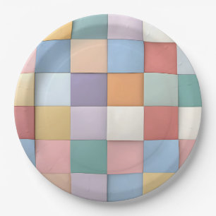 Abstraktes Pastell-Tile-Wandmuster Pappteller