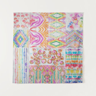 Abstraktes Patchwork, Aquarellmuster gefärbte Kraw Wandteppich