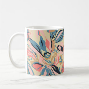Abstraktes Patchwork: geometrische Blumencreme. Kaffeetasse