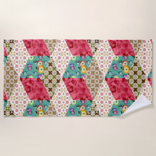 Abstraktes Patchwork-Quilt-Stöpsel Strandtuch