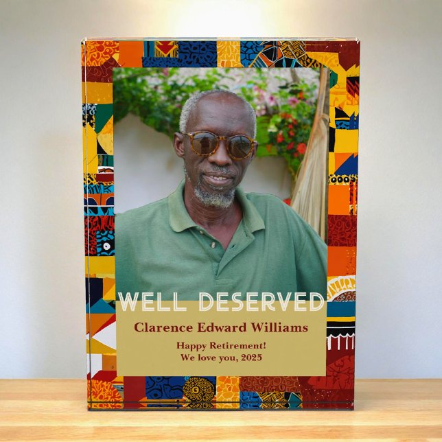 Abstraktes Patchwork-Ruhestandsgeschenk für schwar Fotoblock (Abstract Patchwork Retirement Gift for Black Dad Photo Block)
