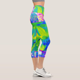 Abstraktes Patchwork Sonnenblumengarten Collage Capri Leggings