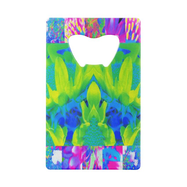 Abstraktes Patchwork Sonnenblumengarten Collage Geldbeutel Flaschenöffner (Vorderseite)