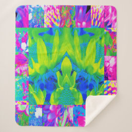 Abstraktes Patchwork Sonnenblumengarten Collage Sherpadecke