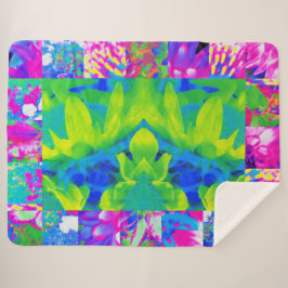 Abstraktes Patchwork Sonnenblumengarten Collage Sherpadecke