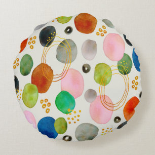 Abstraktes Pebble Gold Glitzer Art Rundes Kissen