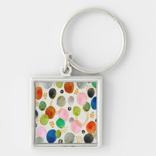 Abstraktes Pebble Gold Glitzer Art Schlüsselanhänger (Vorne)