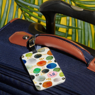 Abstraktes Pebble Watercolor Art Monogram Gepäckanhänger