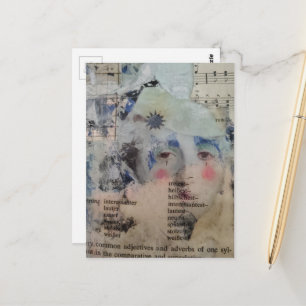 abstraktes Personen-Gesichts-Verb-Musik-Collage Postkarte