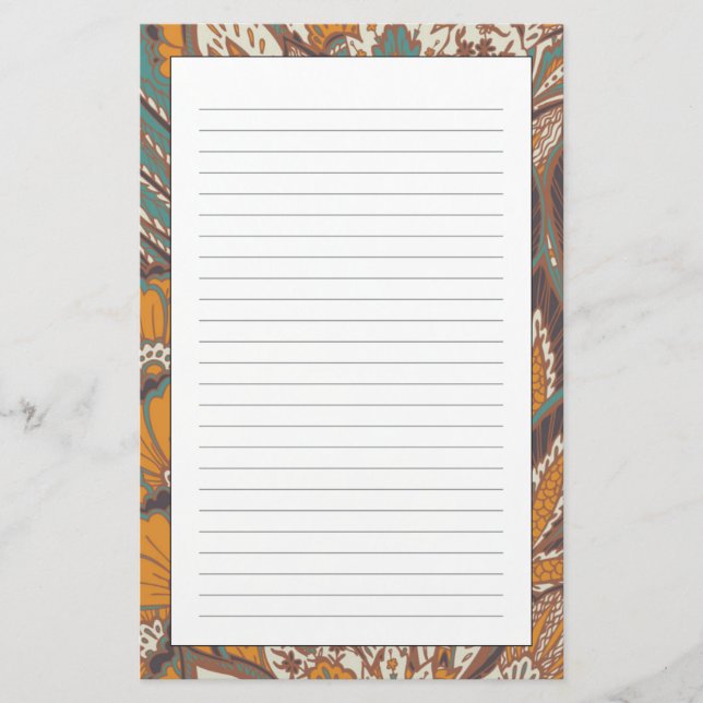 Abstraktes Pfau-Feder-Muster Briefpapier (Vorderseite)