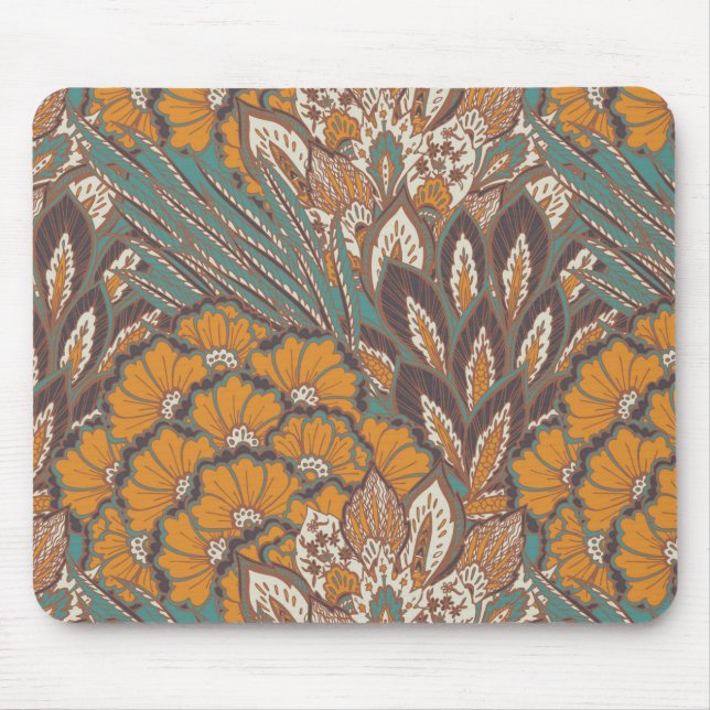 Abstraktes Pfau-Feder-Muster Mousepad (Vorne)