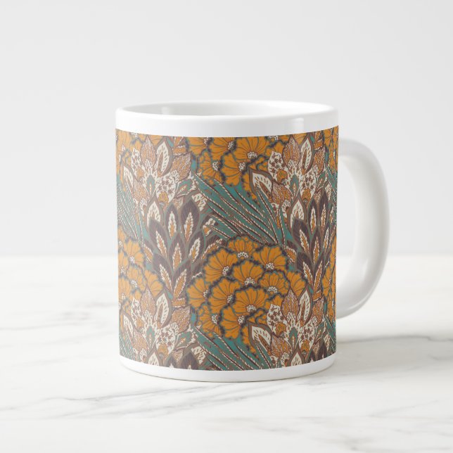 Abstraktes Pfauenfedermuster Jumbo-Tasse (Vorderseite Rechts)