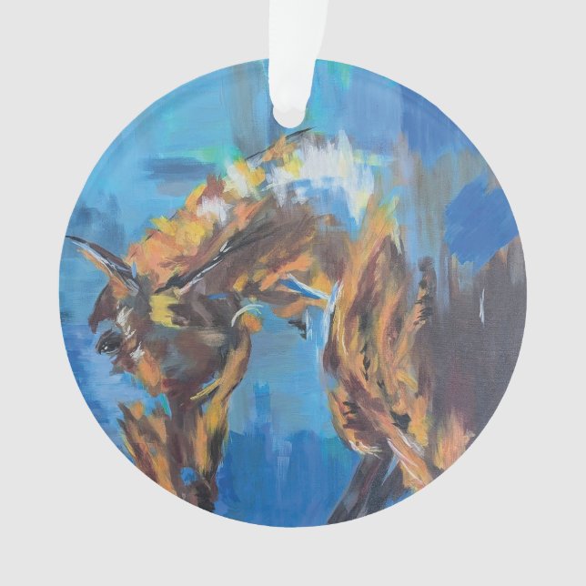 Abstraktes Pferd Blau Malerei Ornament (Vorderseite)