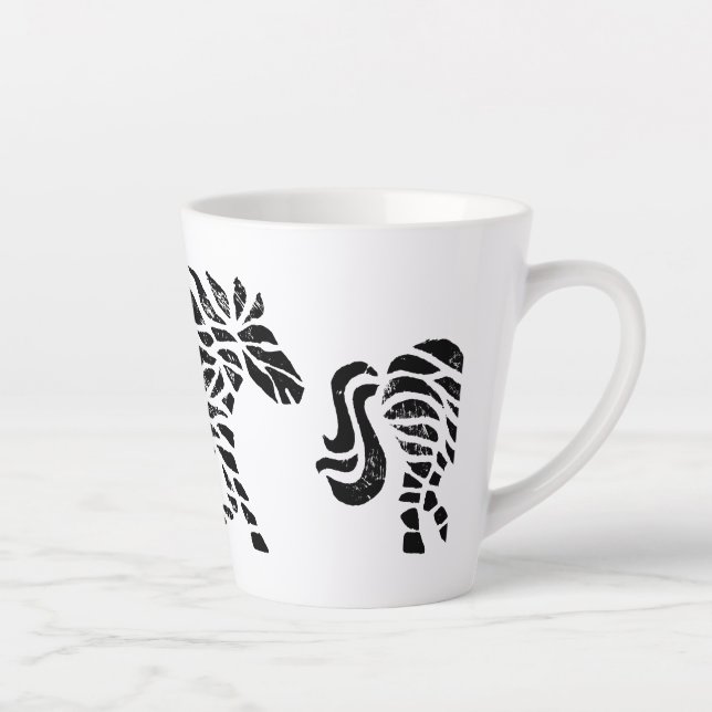 Abstraktes Pferd Holzblock Drucklatte Tasse (Rechts)