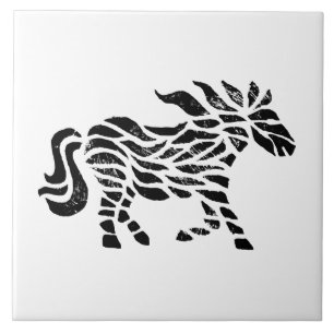Abstraktes Pferd-Holzblock Keramik-Tile Fliese