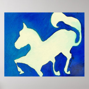 Abstraktes Pferd in Blau und Weiß Poster