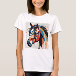 Abstraktes Pferd Mustang Pony Bronco Colt T-Shirt