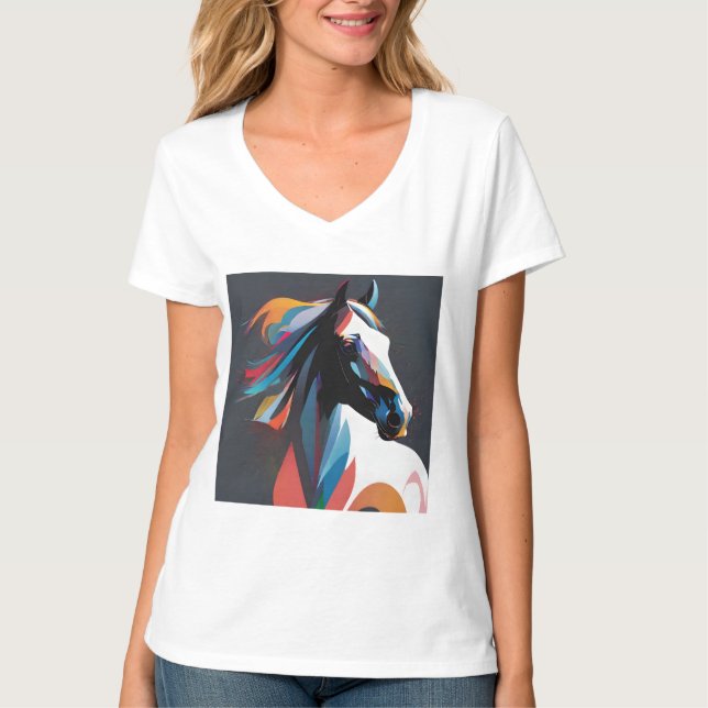 Abstraktes Pferd Mustang Pony Bronco Colt T-Shirt (Vorderseite)