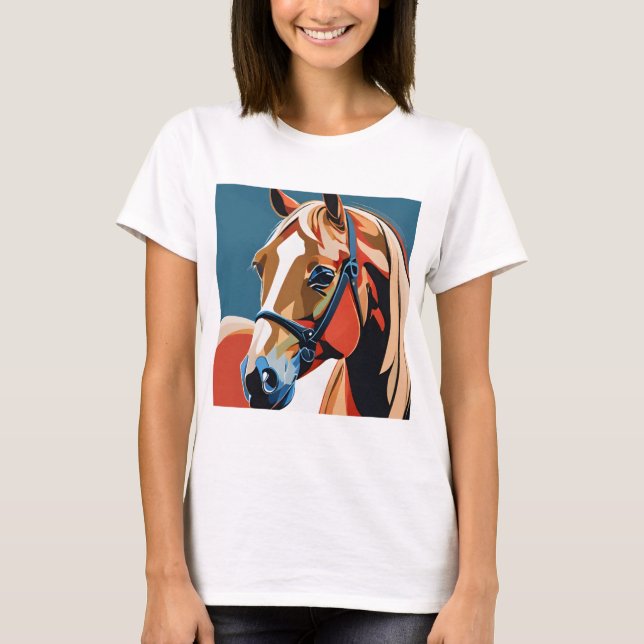 Abstraktes Pferd Mustang Pony Bronco Colt T-Shirt (Vorderseite)
